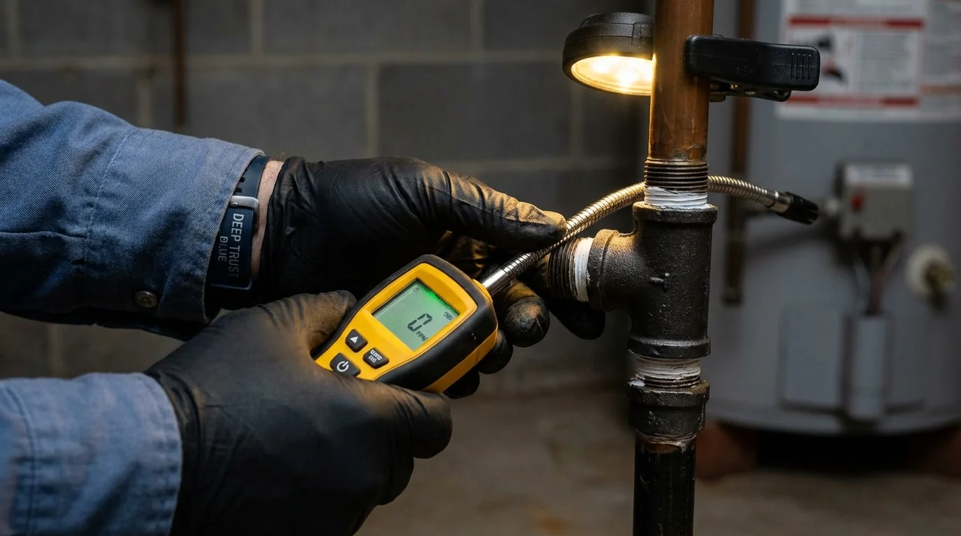 Gas leak detection with electronic sniffer by Johns Plumbing LLC in Tornillo