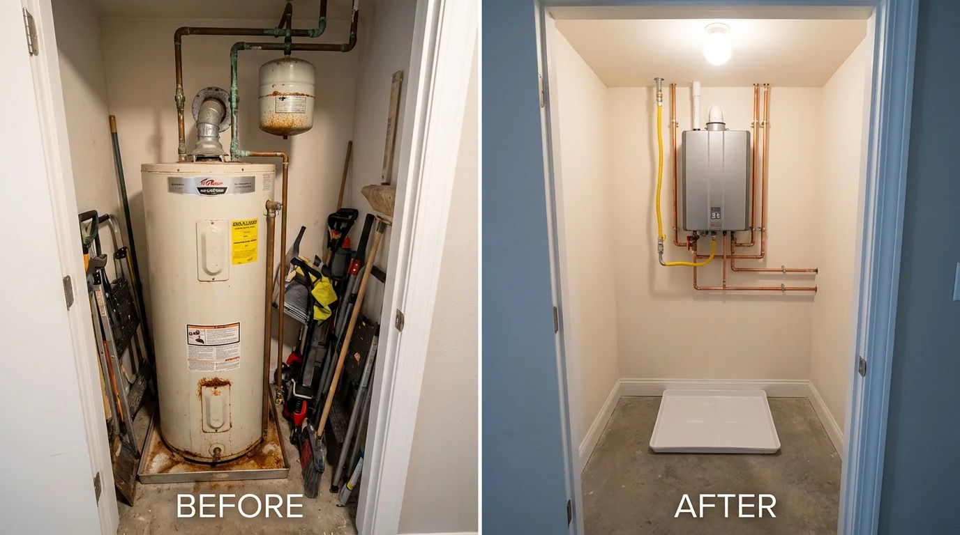 Tank water heater versus wall-mounted tankless unit comparison for Tornillo, TX homeowners