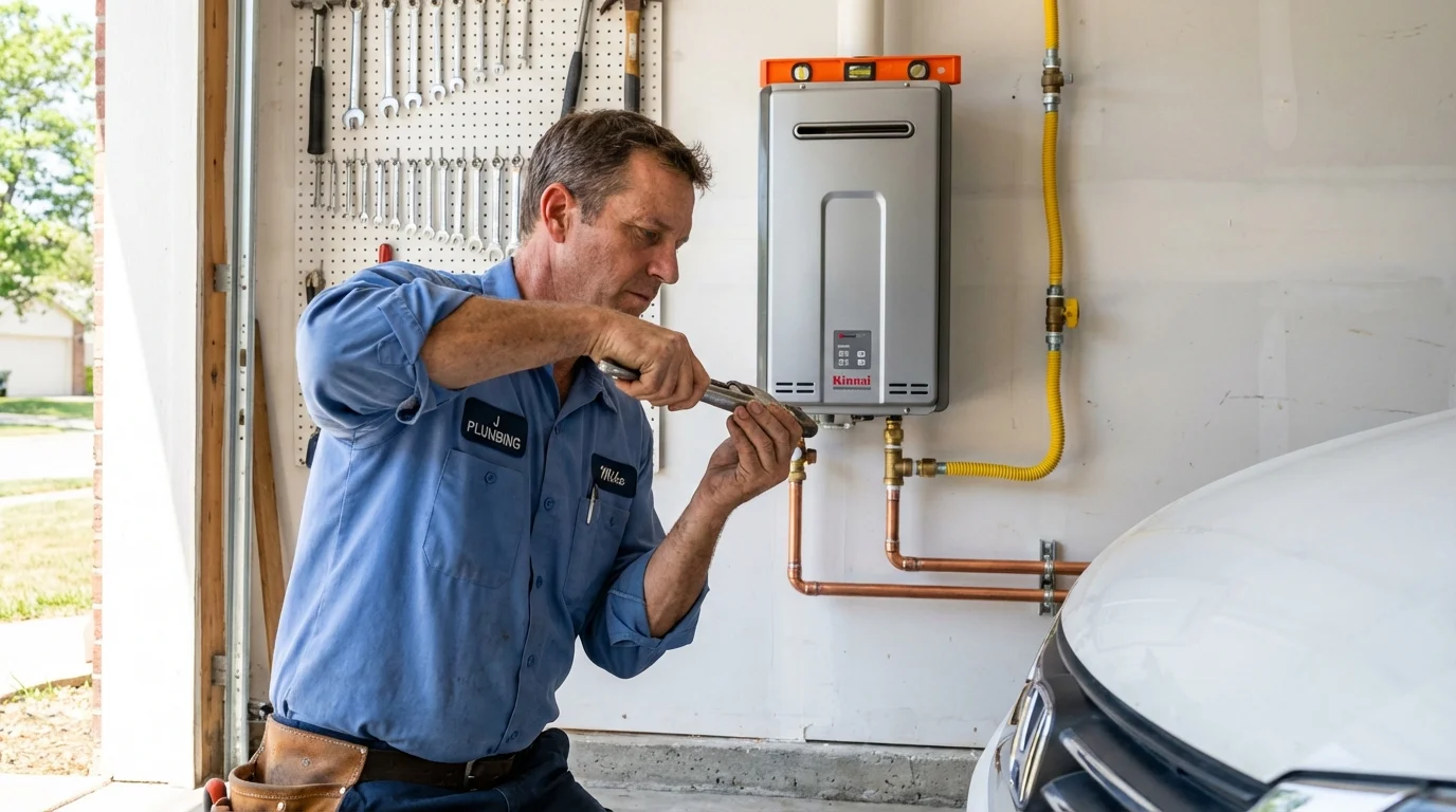 Tankless water heater installation by a Johns Plumbing LLC plumber in Tornillo